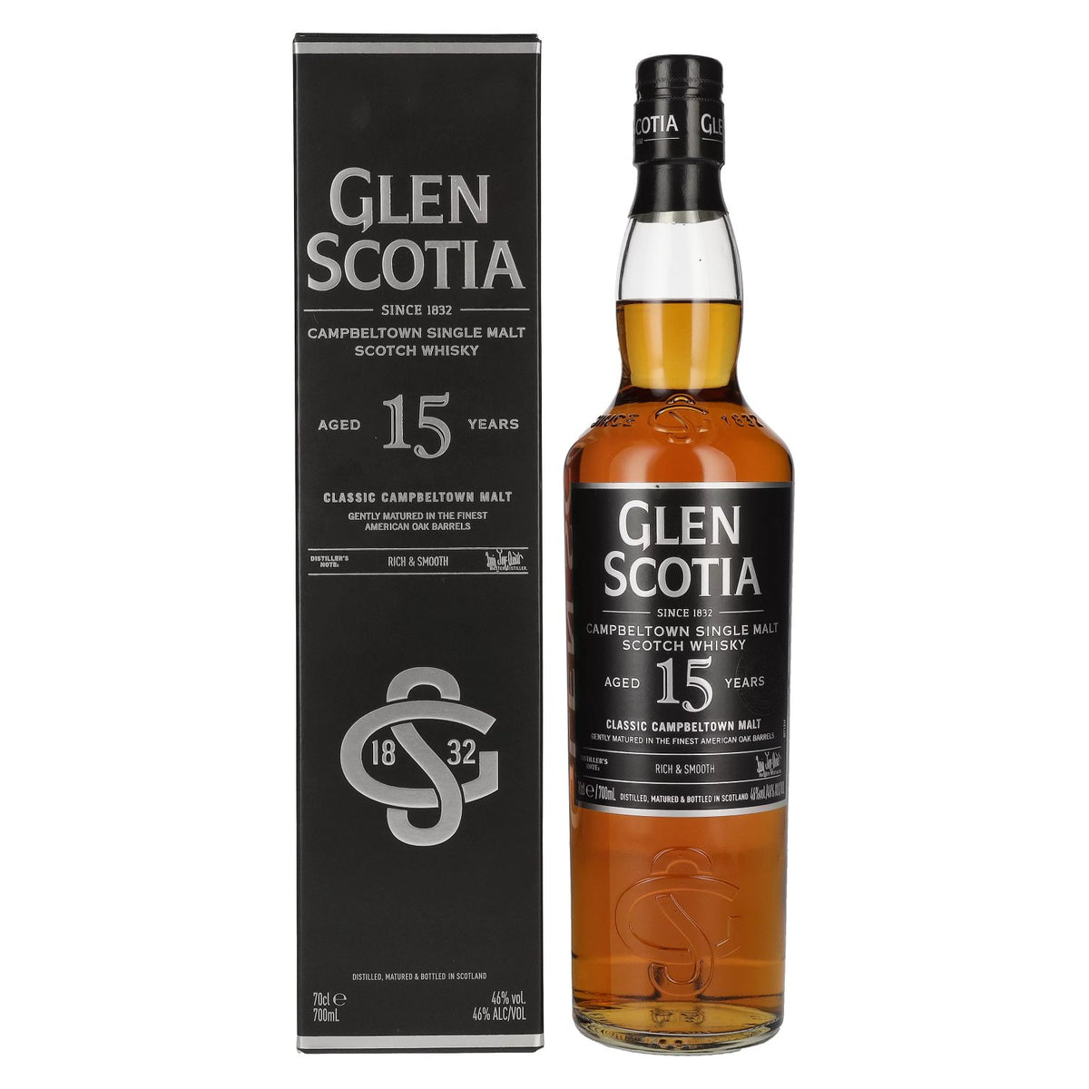Glen Scotia 15 Years Old Single Malt Scotch Whisky 46% ABV 0.7l in a gift box
