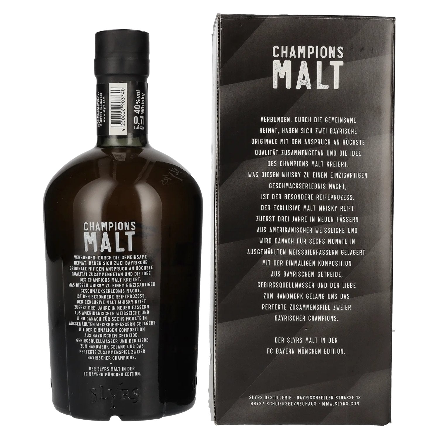 Slyrs FC Bayern München Champions Malt Whisky 40% Vol. 0,7l in geschenkverpakking