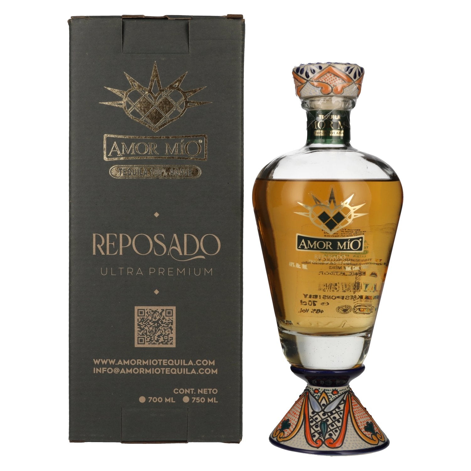 Amor Mío Tequila Reposado 100% Agave Azul 40% Vol. 0,7l in geschenkverpakking