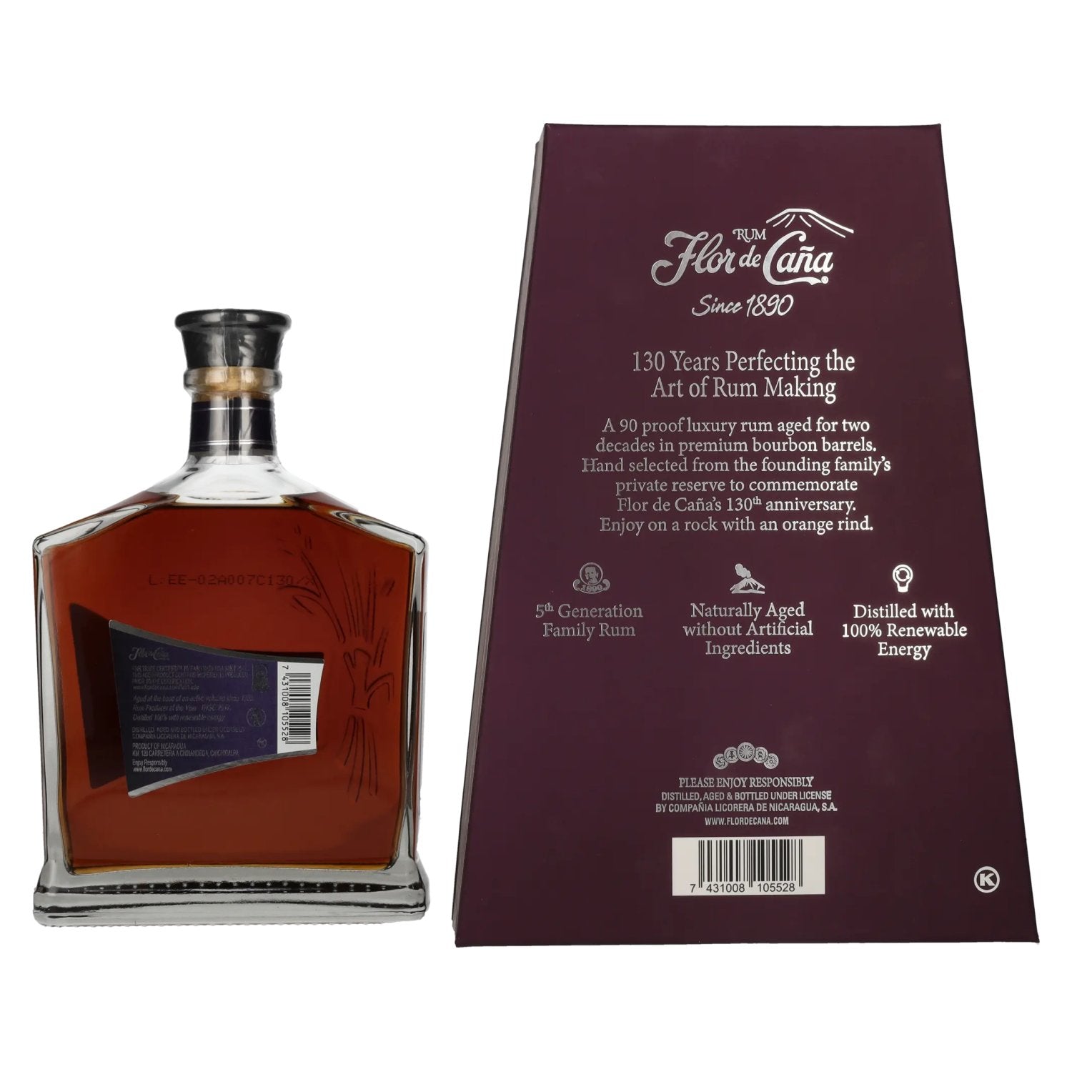 Flor de Caña 130th Anniversary Rum 45% vol. 0,7l en boîte cadeau