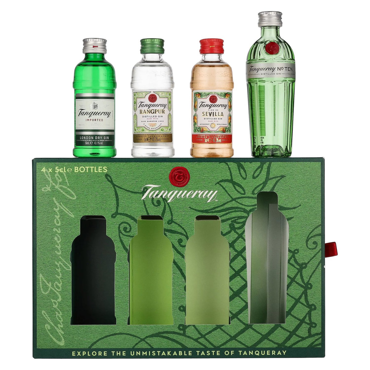 Coffret de miniatures de gin Tanqueray, 43,3 % vol., 4 x 0,05 l, dans un coffret cadeau
