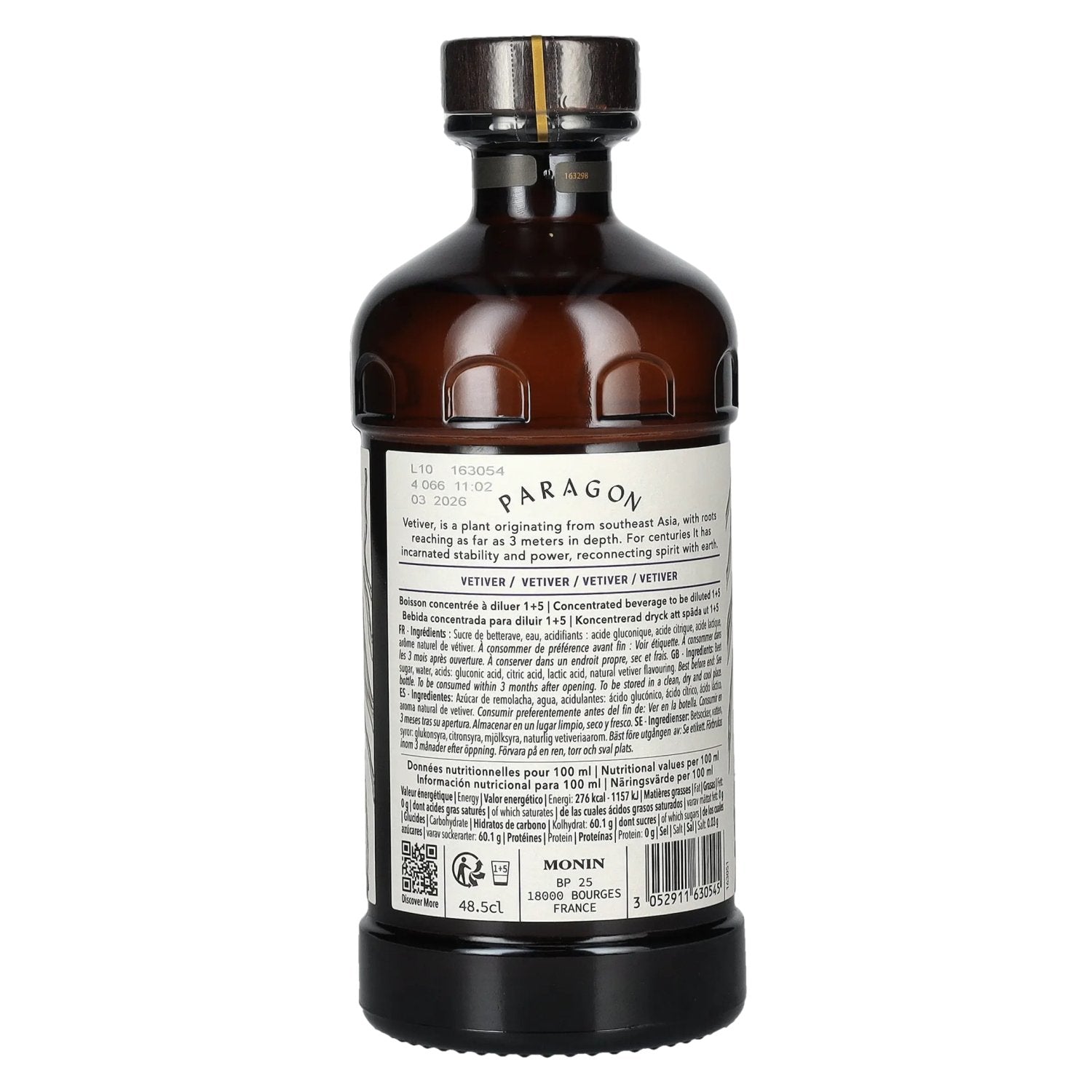 Monin Paragon VETIVER Single Botanic Cordial Mystic Collection 0,485l