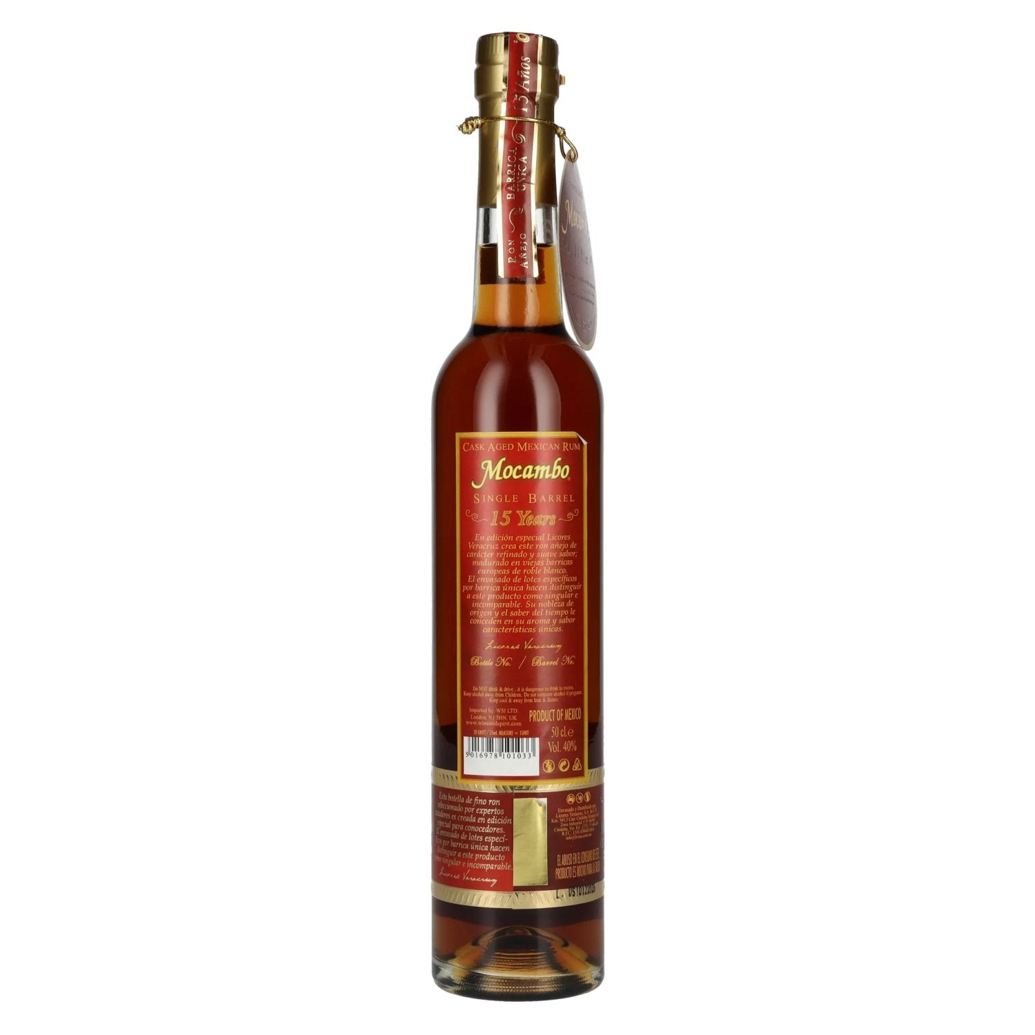 Mocambo Ron Añejo Barrica Única 15 Años 40% Vol. 0,5l