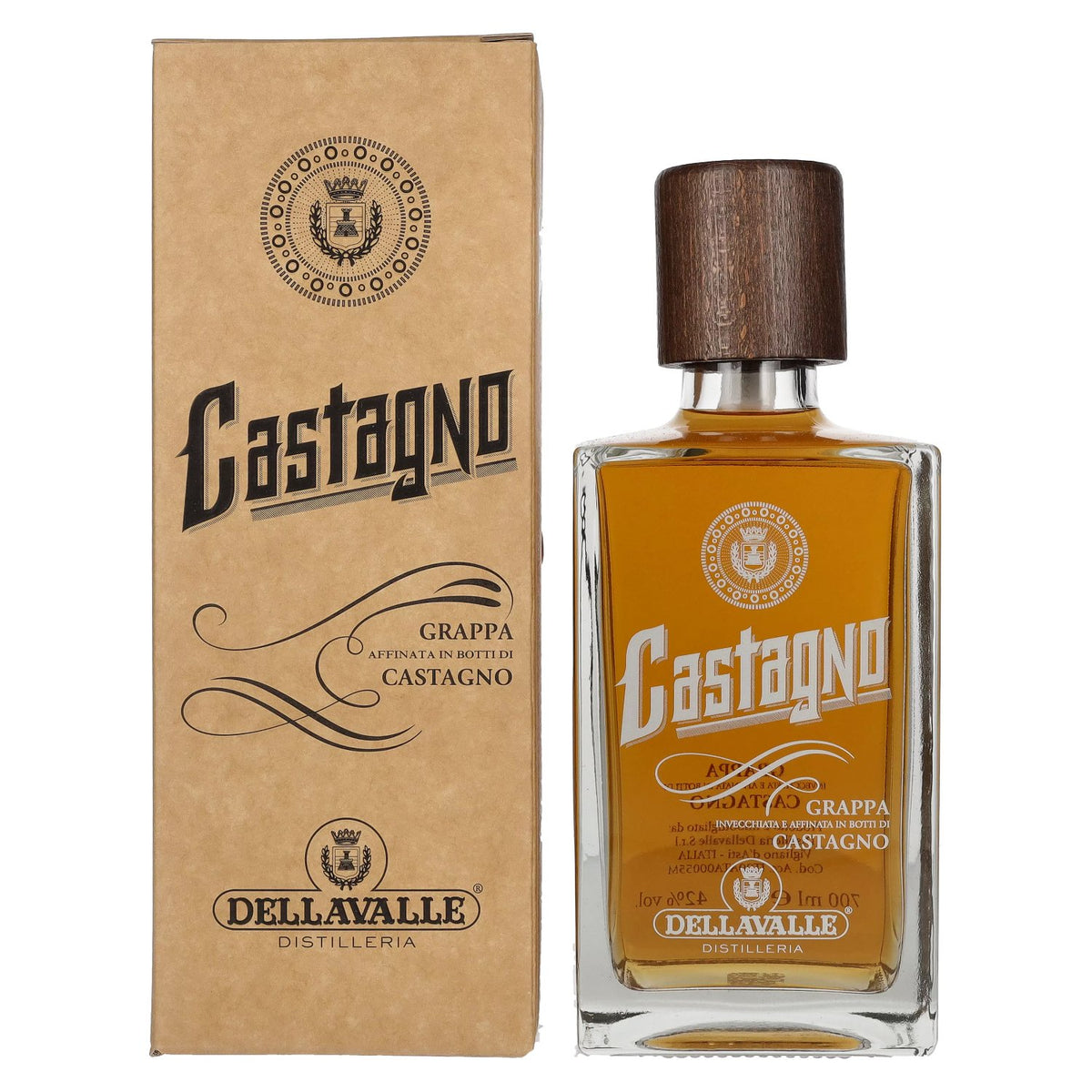 Dellavalle Grappa, aged in chestnut barrels, 42% ABV, 0.7l, in a gift box