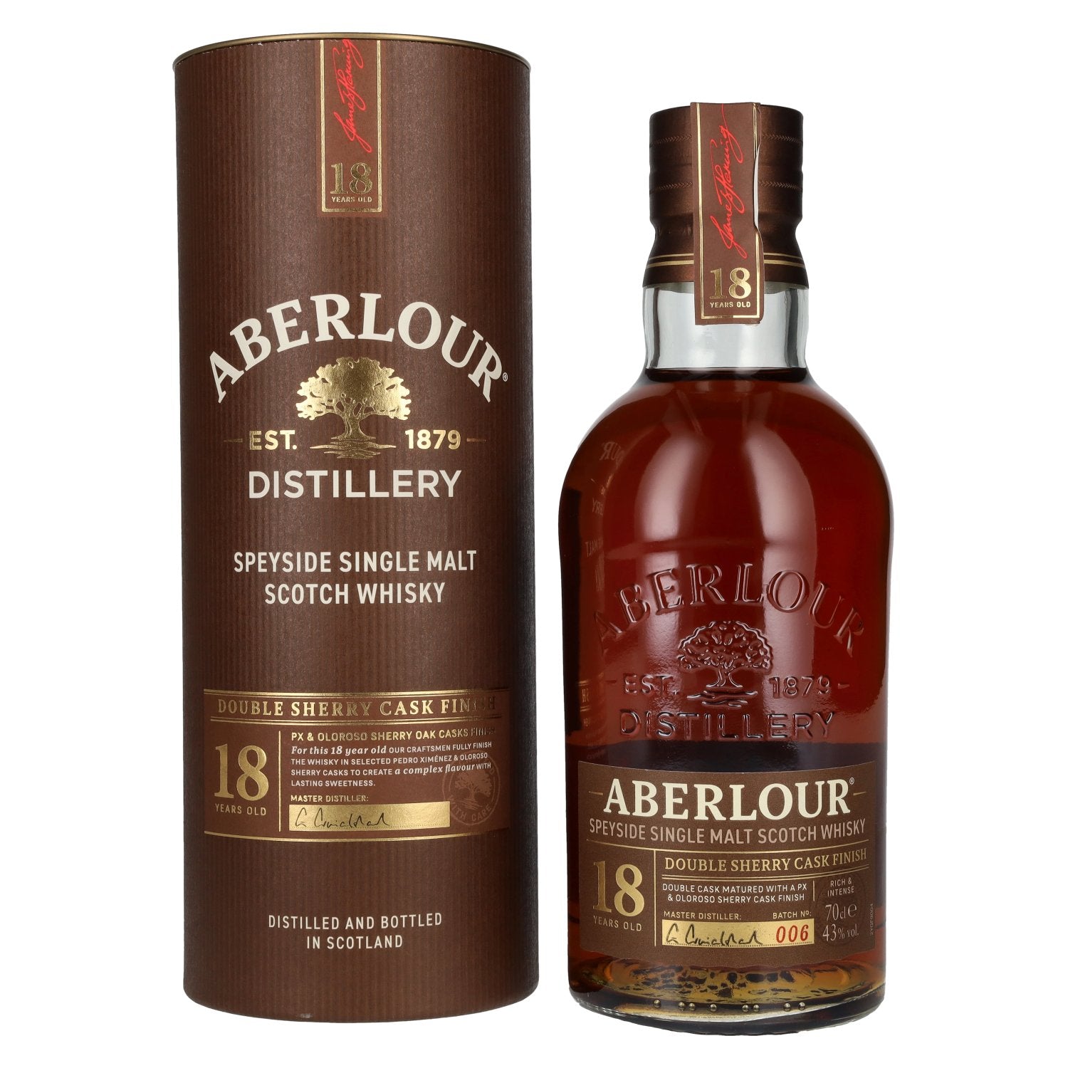 Aberlour 18 Years Old Double Sherry Cask Finish Batch No. 006 43% Vol. 0,7l in gift box