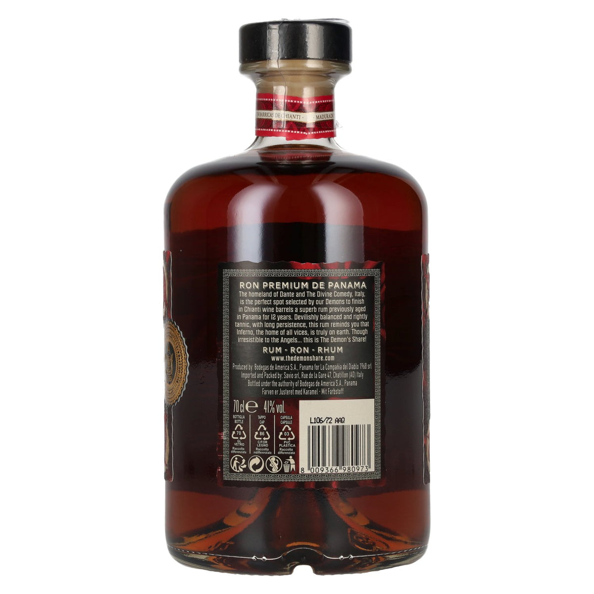 The Demon's Share Superior Blend Rhum 12 ans d'âge, affiné en fûts de Chianti, 41 % vol., 0,7 l