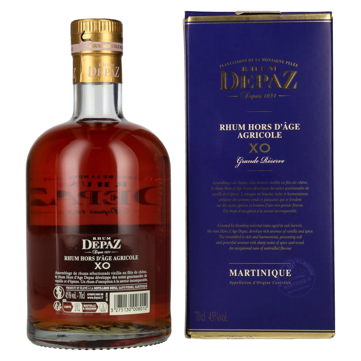 Depaz Rhum Hors D'Âge Agricole XO Grande Réserve 45% Vol. 0,7l in Geschenkbox