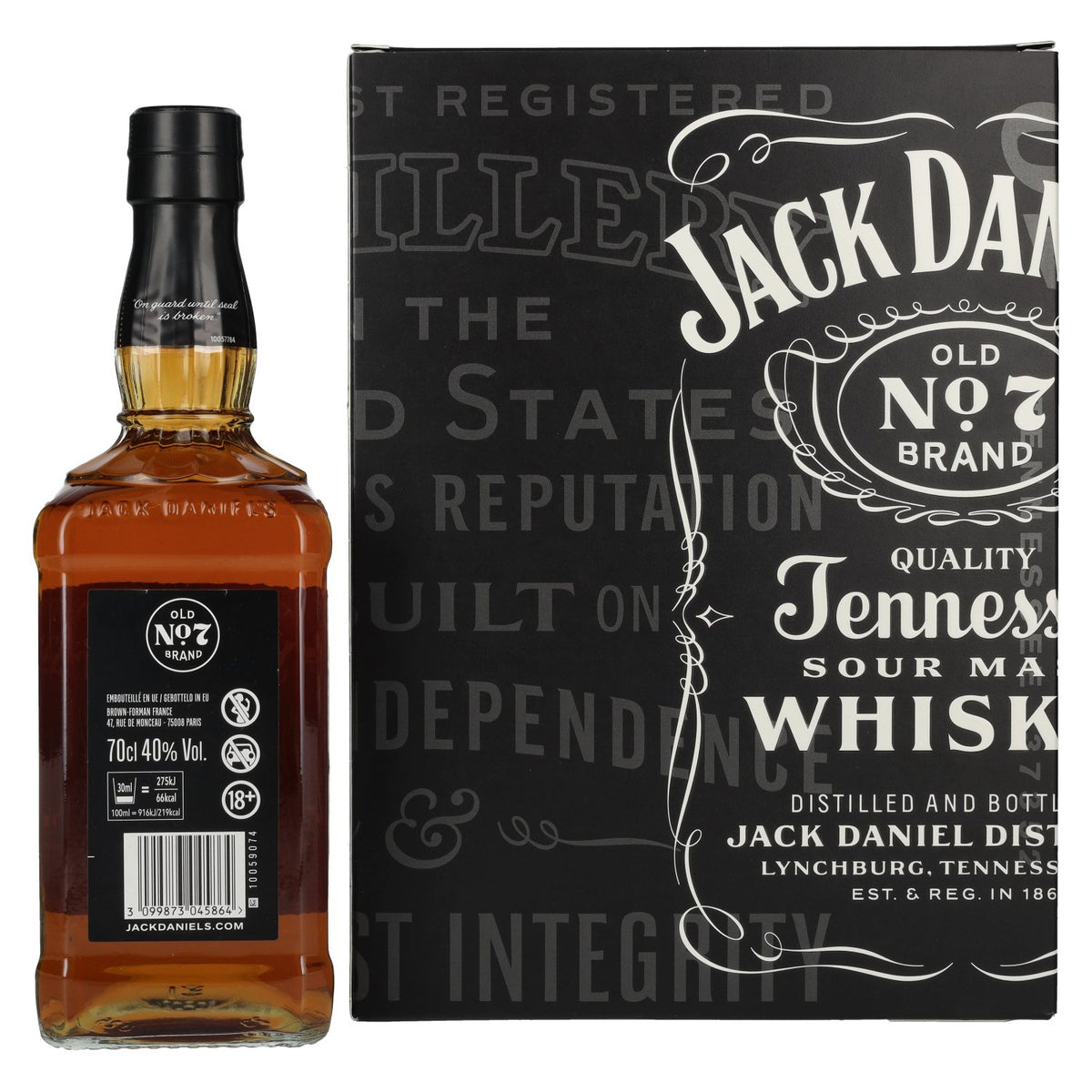 Whisky Jack Daniel's du Tennessee, 40 % vol., 0,7 l, dans un coffret cadeau avec 2 verres « Rocks »