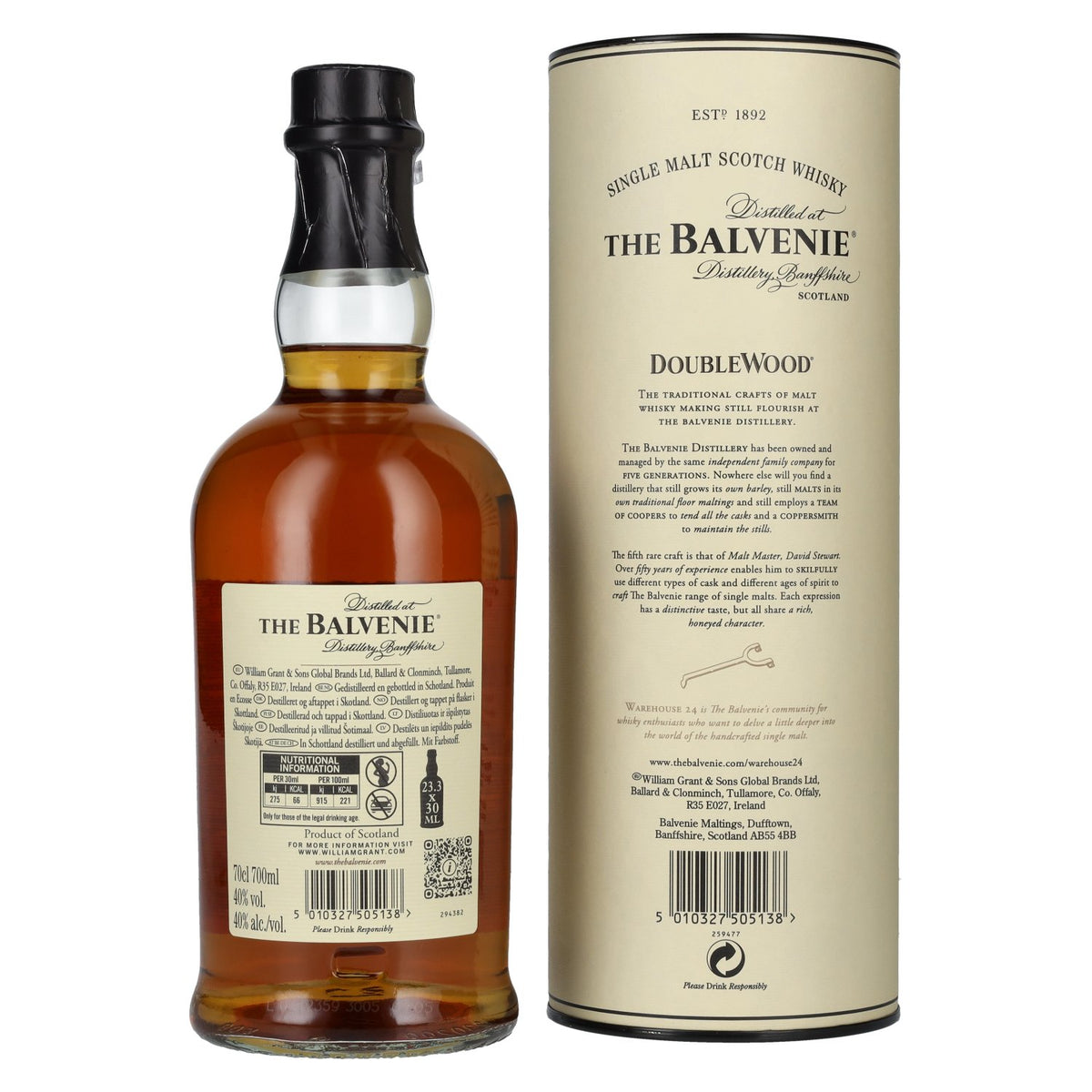The Balvenie 12 Years Old Double Wood 40% Vol. 0,7l in Geschenkbox