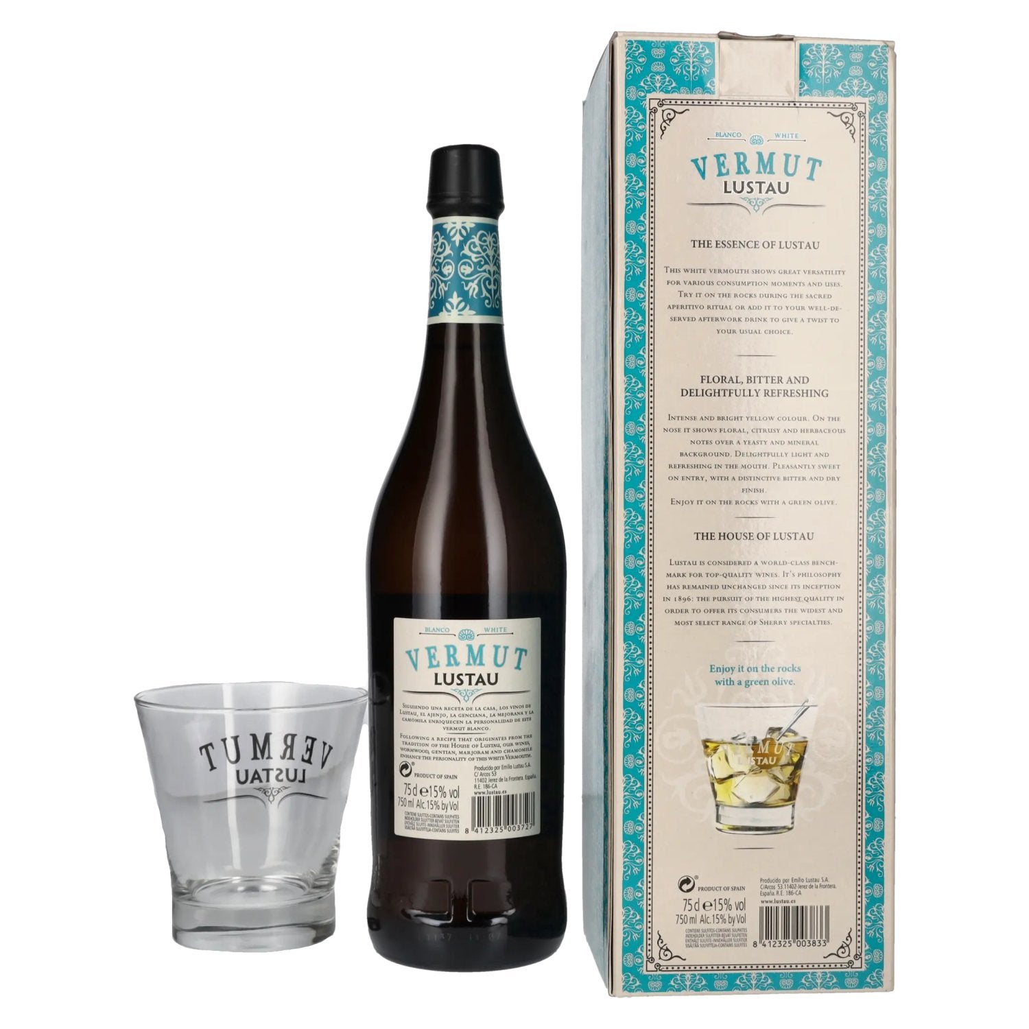 Lustau Vermut White 15% Vol. 0,75l in Geschenkbox mit Glas