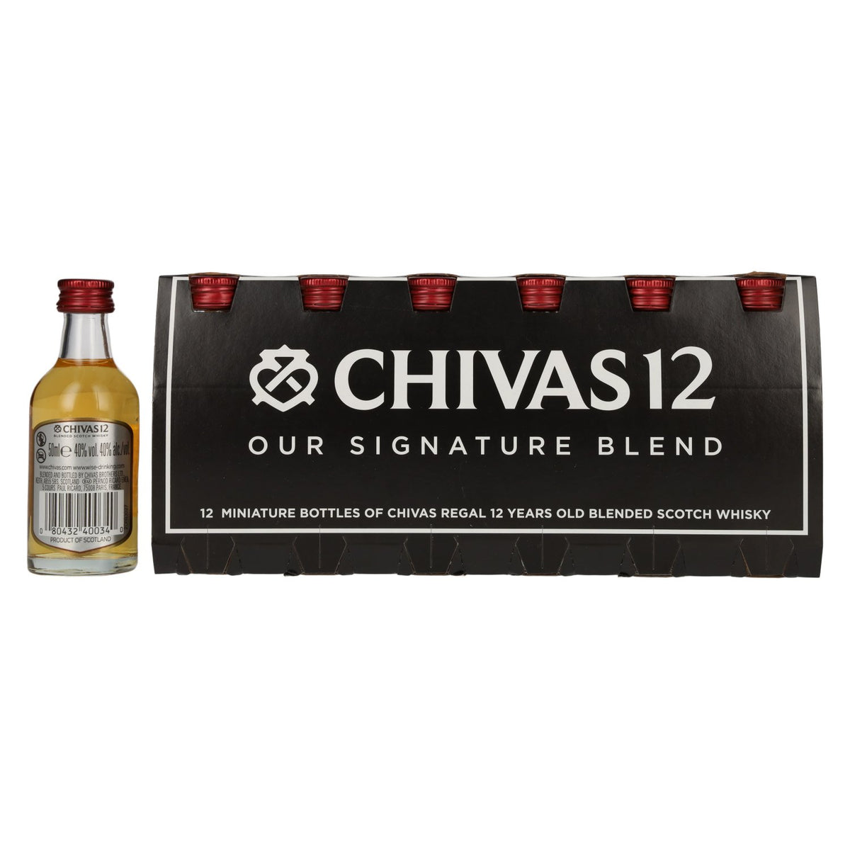 Chivas Regal 12 ans d'âge, whisky écossais blended, 40 % vol., 12 x 0,05 l