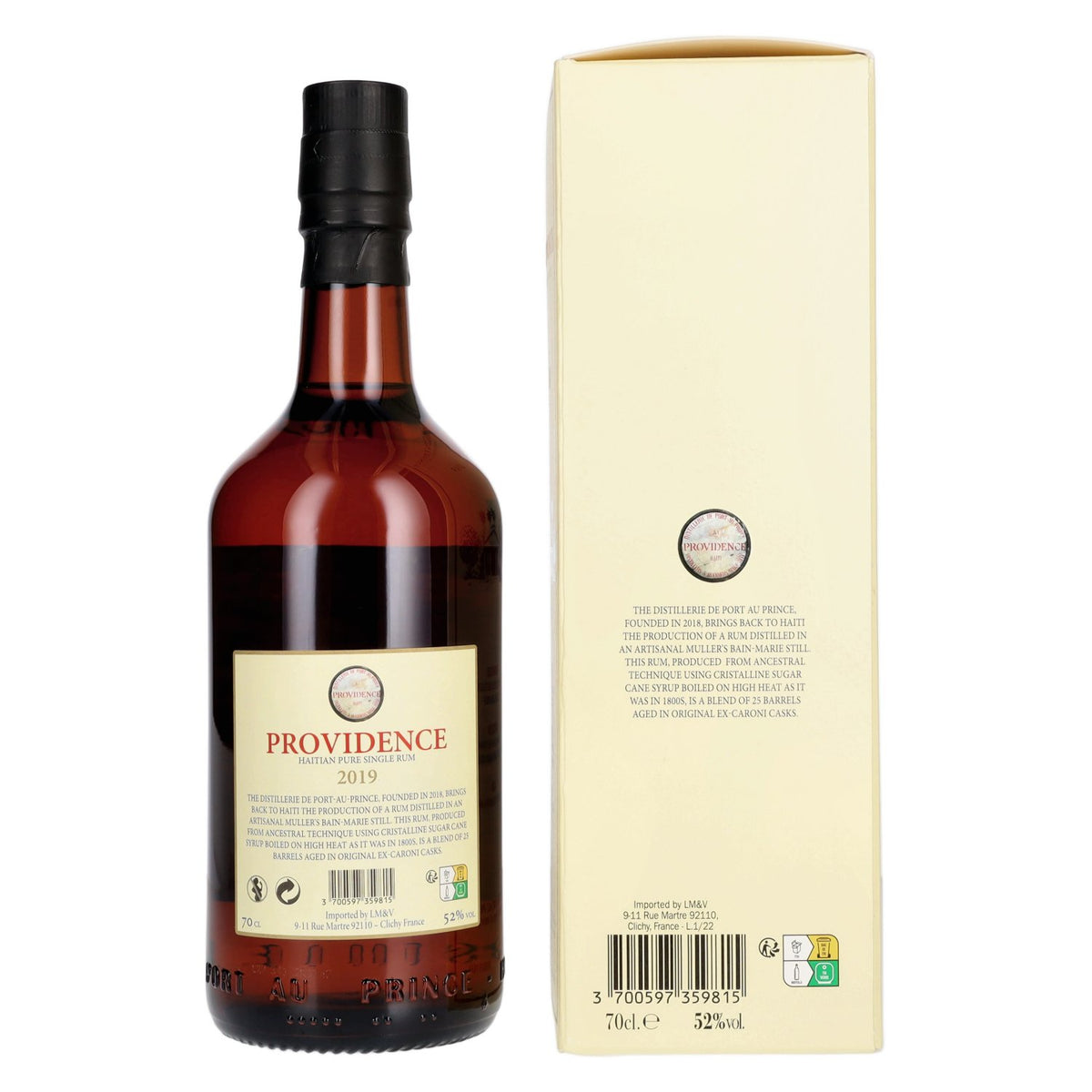 PROVIDENCE Haitian Pure Single Rum 2019 52% vol. 0,7 l in geschenkverpakking