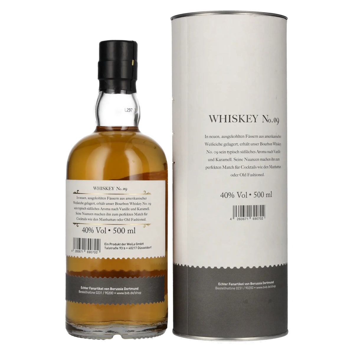 BVB 09 BOURBON Whiskey nr. 09 40% vol. 0,5 l in geschenkverpakking