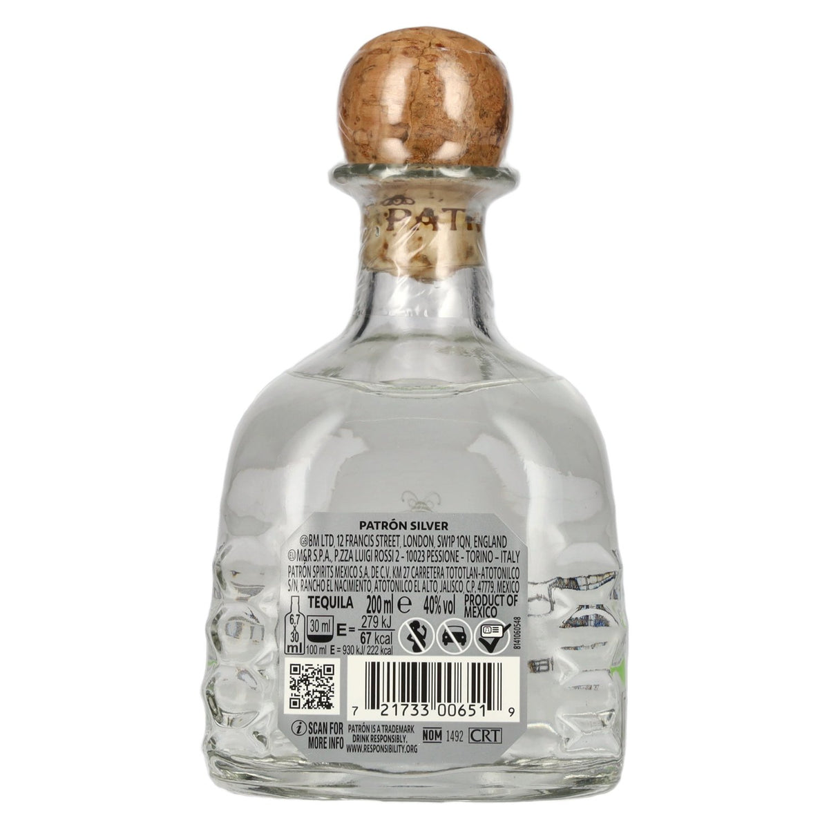 Patrón Tequila Silver 40% vol. 0,2 l