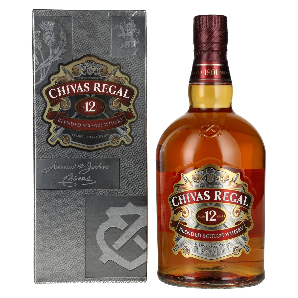Chivas Regal 12 Year Old Blended Scotch Whisky 40% ABV 1l in a gift box