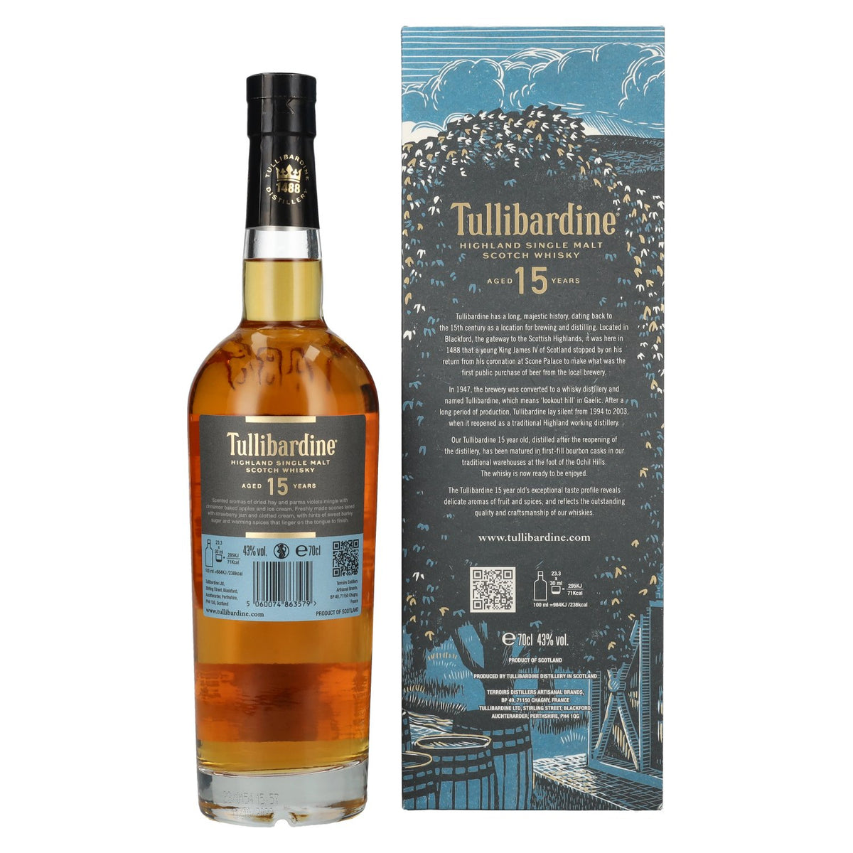 Tullibardine 15 Years Old Highland Single Malt Scotch Whisky 43% Vol. 0,7l in Geschenkbox