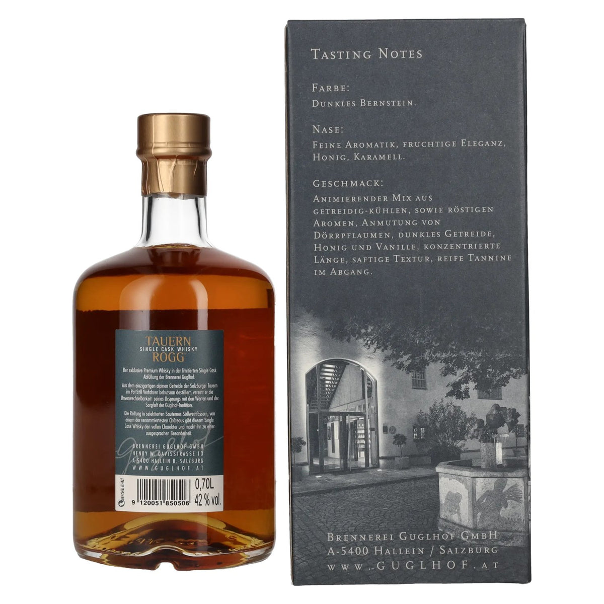 Guglhof TAUERN ROGG 8 ans d'âge, Sauternes, fût unique, 42 % vol., 0,7 l, dans un coffret cadeau