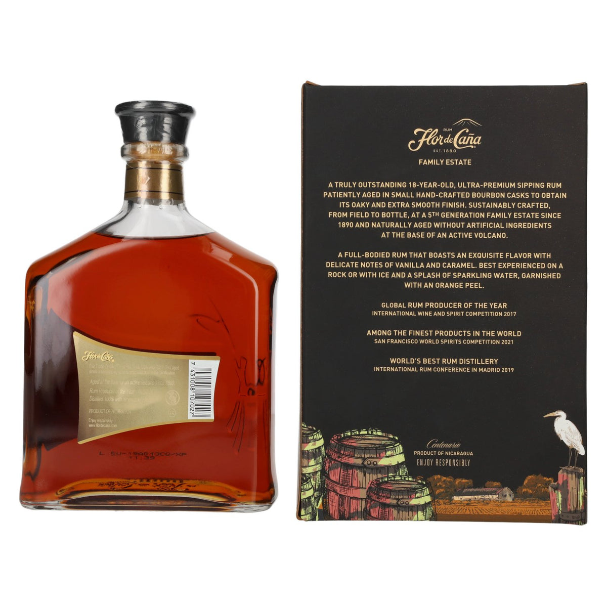Flor de Caña 18 Years Old Family Estate 40% Vol. 0,7l in Geschenkbox