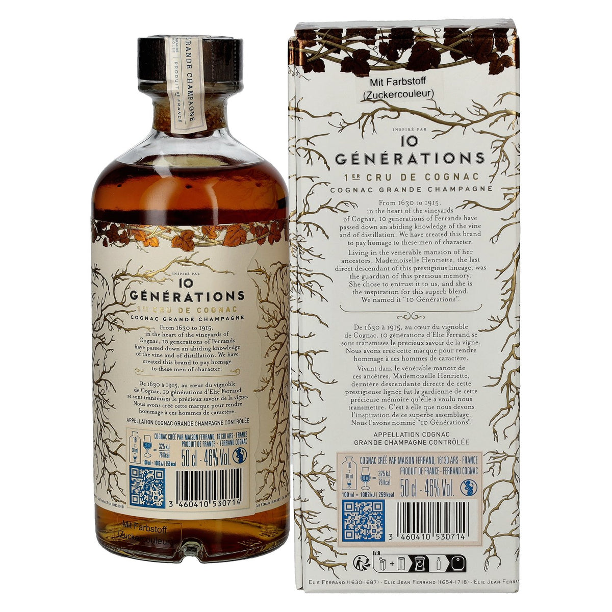 Cognac Ferrand 10 GÉNÉRATIONS 1er Cru de Cognac Grande Champagne 46% vol. 0,5 l in geschenkverpakking
