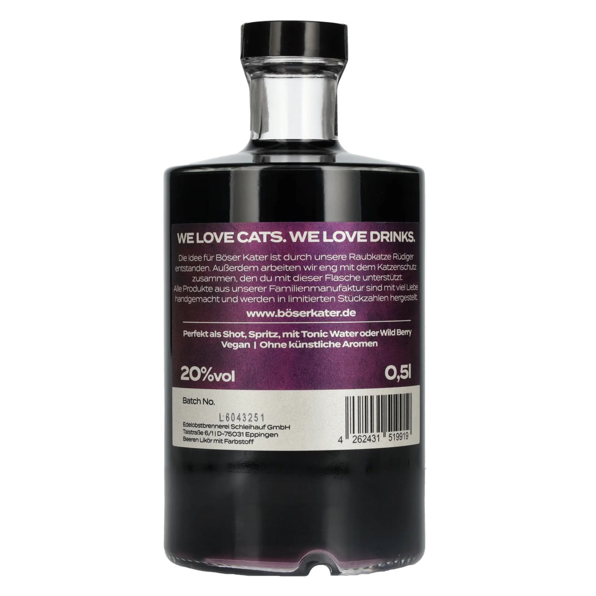 Böser Kater Liqueur Dark Berry 20 % vol. 0,5 l