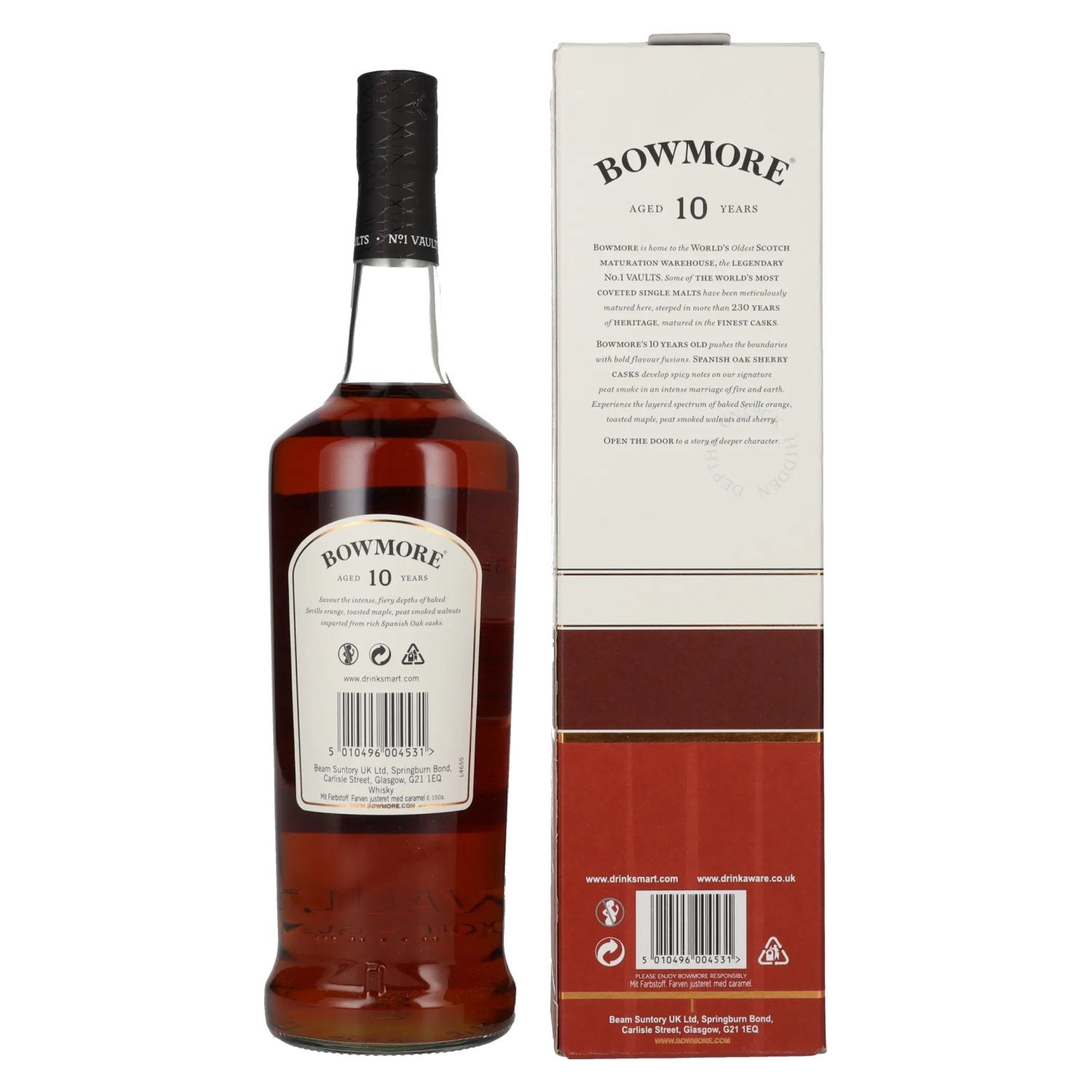 Bowmore 10 Years Old DARK &amp; INTENSE Travel Exclusive 40% Vol. 1l en boîte cadeau