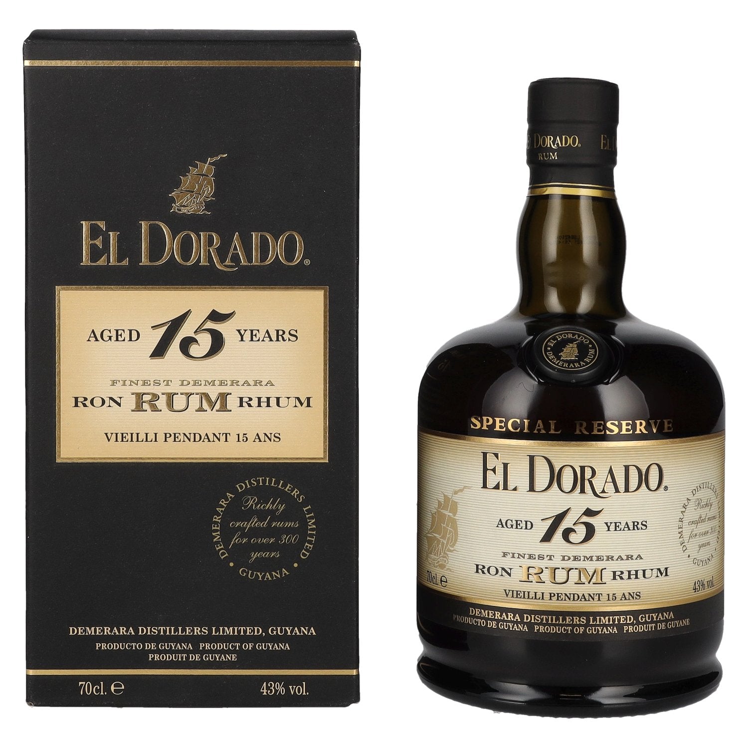 El Dorado 15 Jaar Oude Fijnste Demerara Rum SPECIAL RESERVE 43% Vol. 0,7l in geschenkverpakking