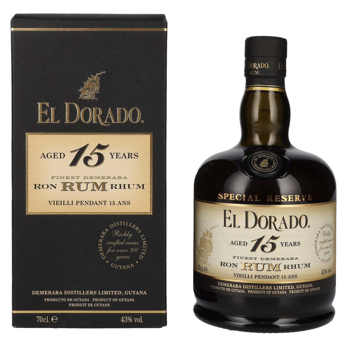 El Dorado 15 Years Old Finest Demerara Rum SPECIAL RESERVE 43% Vol. 0.7l in a gift box