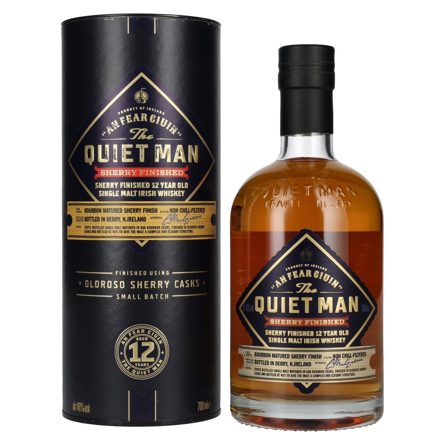 The Quiet Man AN FEAR CIUIN 12 Year Old SHERRY FINISHED 46% Vol. 0,7l in Geschenkbox