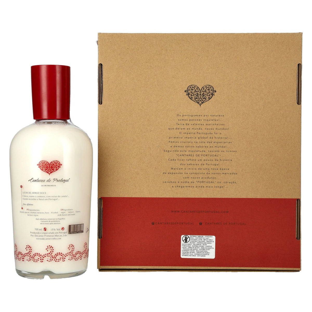 Cantares de Portugal Licor de Arroz Doce 15% vol. 0,7 l in geschenkverpakking met 2 glazen