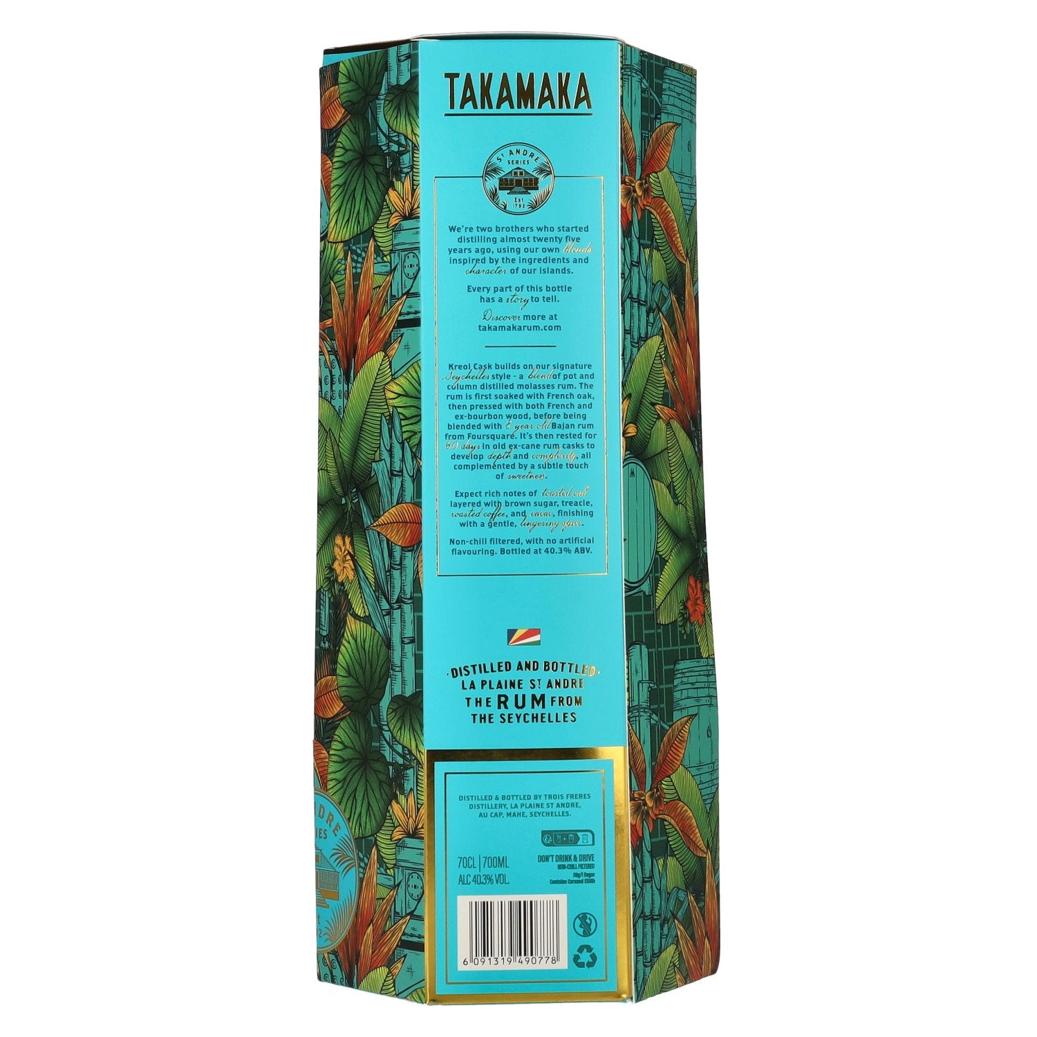 Takamaka KREOL CASK Reserve Dark Rum 40,3% vol. 0,7l en boîte cadeau