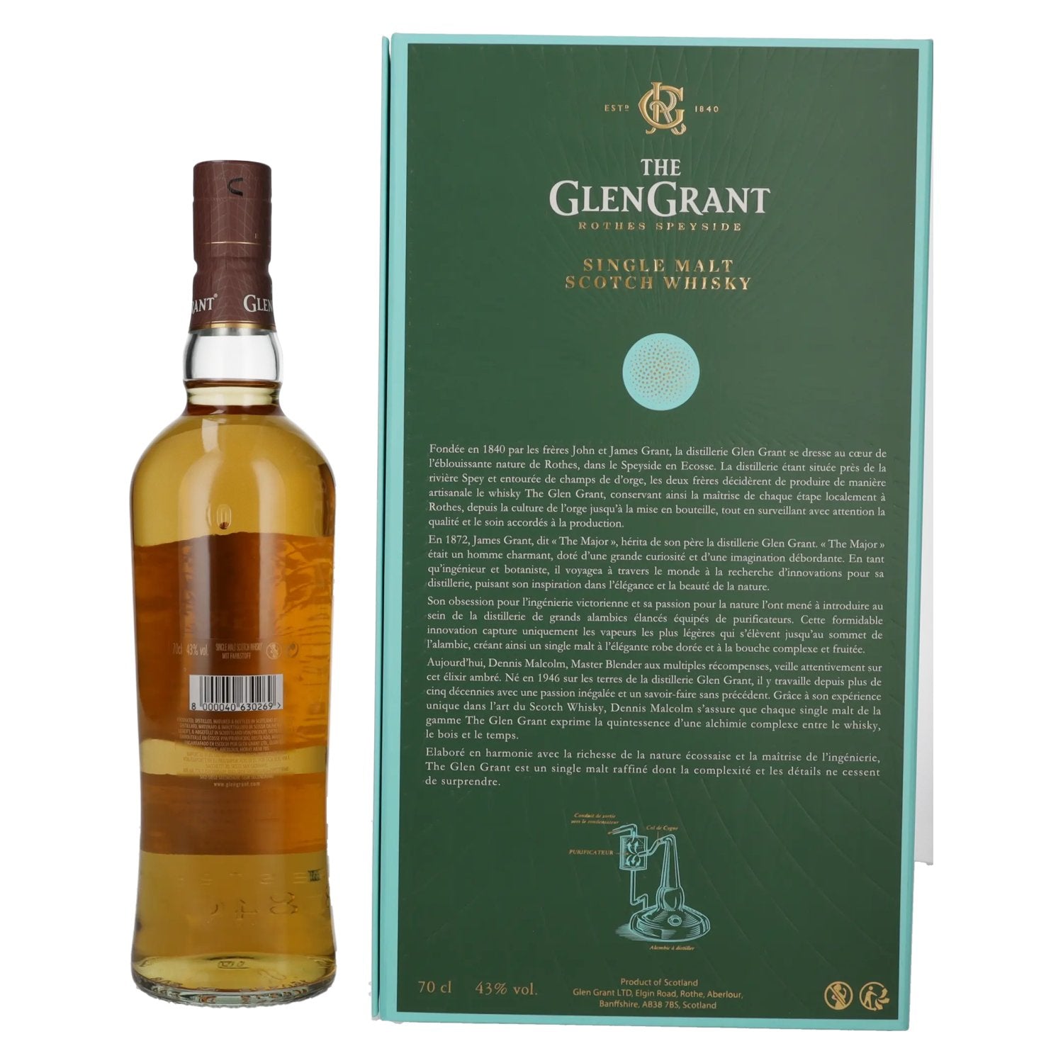 Glen Grant 12 Years Old Single Malt 43% Vol. 0,7l in Geschenkbox mit 2 Gläsern