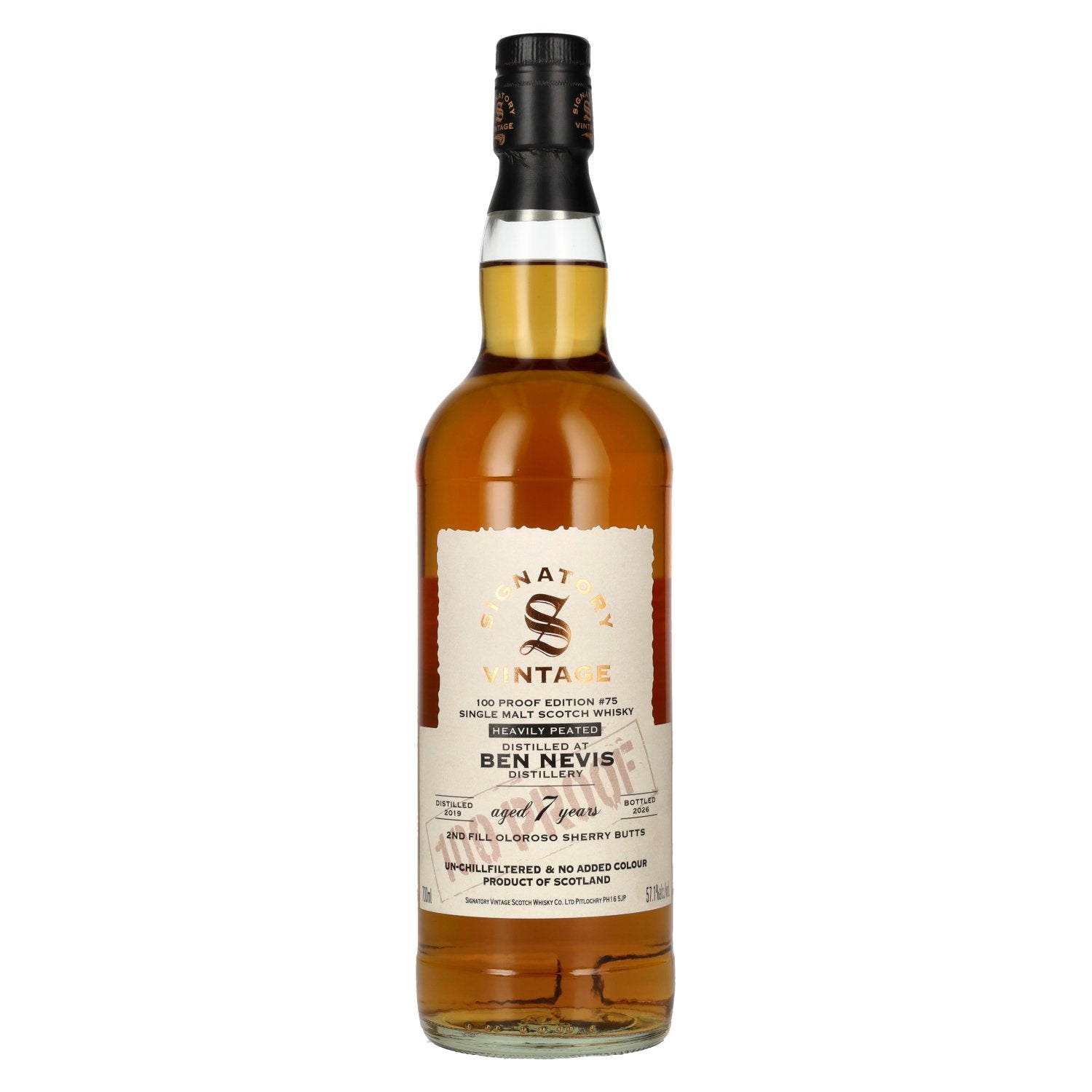 Signatory Vintage 100 Proof Edition BEN NEVIS 7 Years Old Heavily Peated #75 2019 57,1% Vol. 0,7l