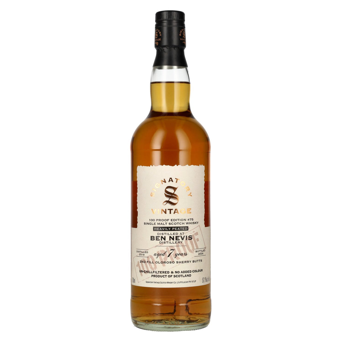 Signatory Vintage 100 Proof Edition Ben Nevis 7 ans d'âge, très tourbé #75 2019 57,1 % vol. 0,7 l