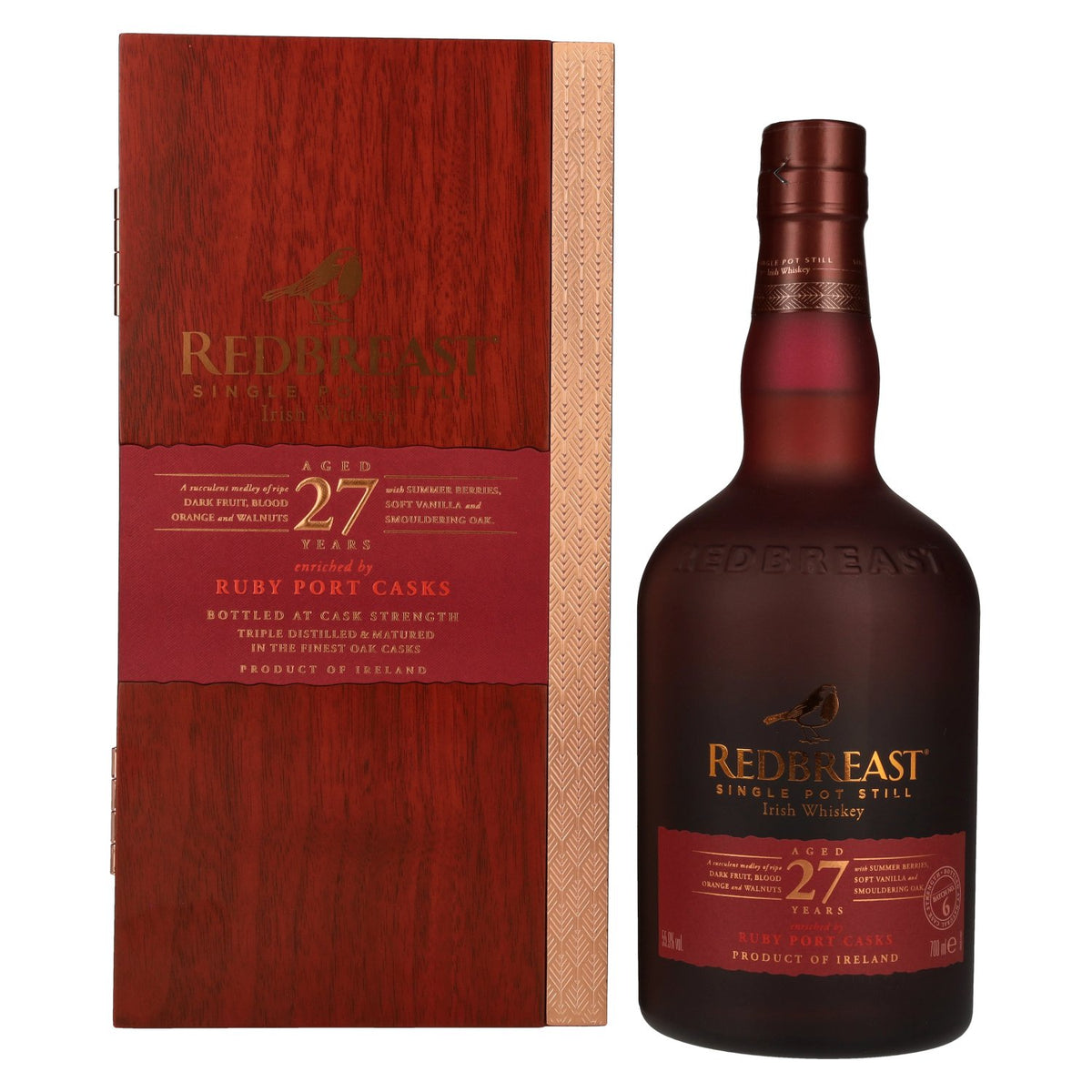 Whisky irlandais Redbreast 27 ans d'âge, Single Pot Still, RUBY PORT CASK, 55,9 % vol., 0,7 l, dans un coffret en bois
