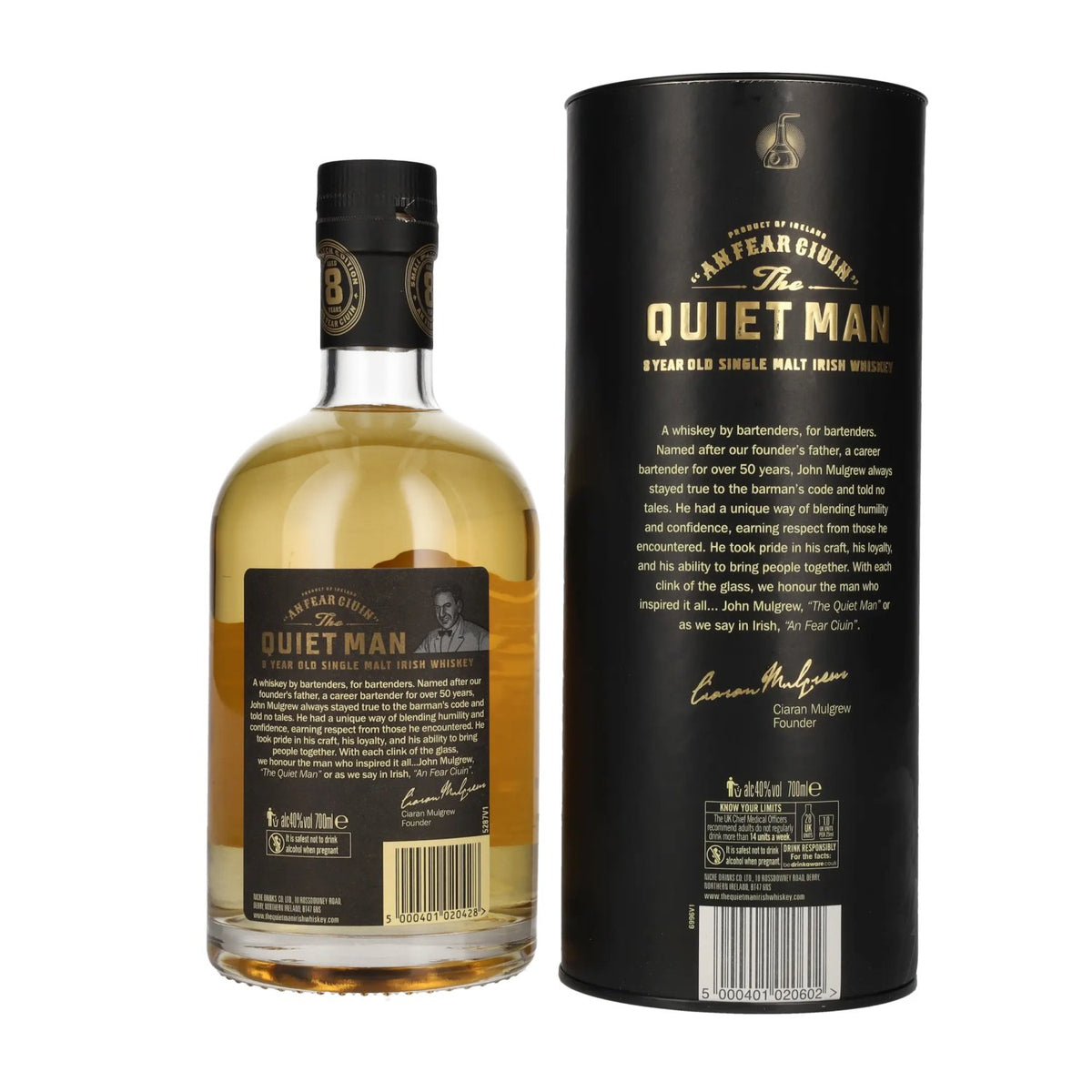 The Quiet Man AN FEAR CIUIN 8 Year Old BOURBON CASK Single Malt Irish Whiskey 40% Vol. 0,7l in Geschenkbox