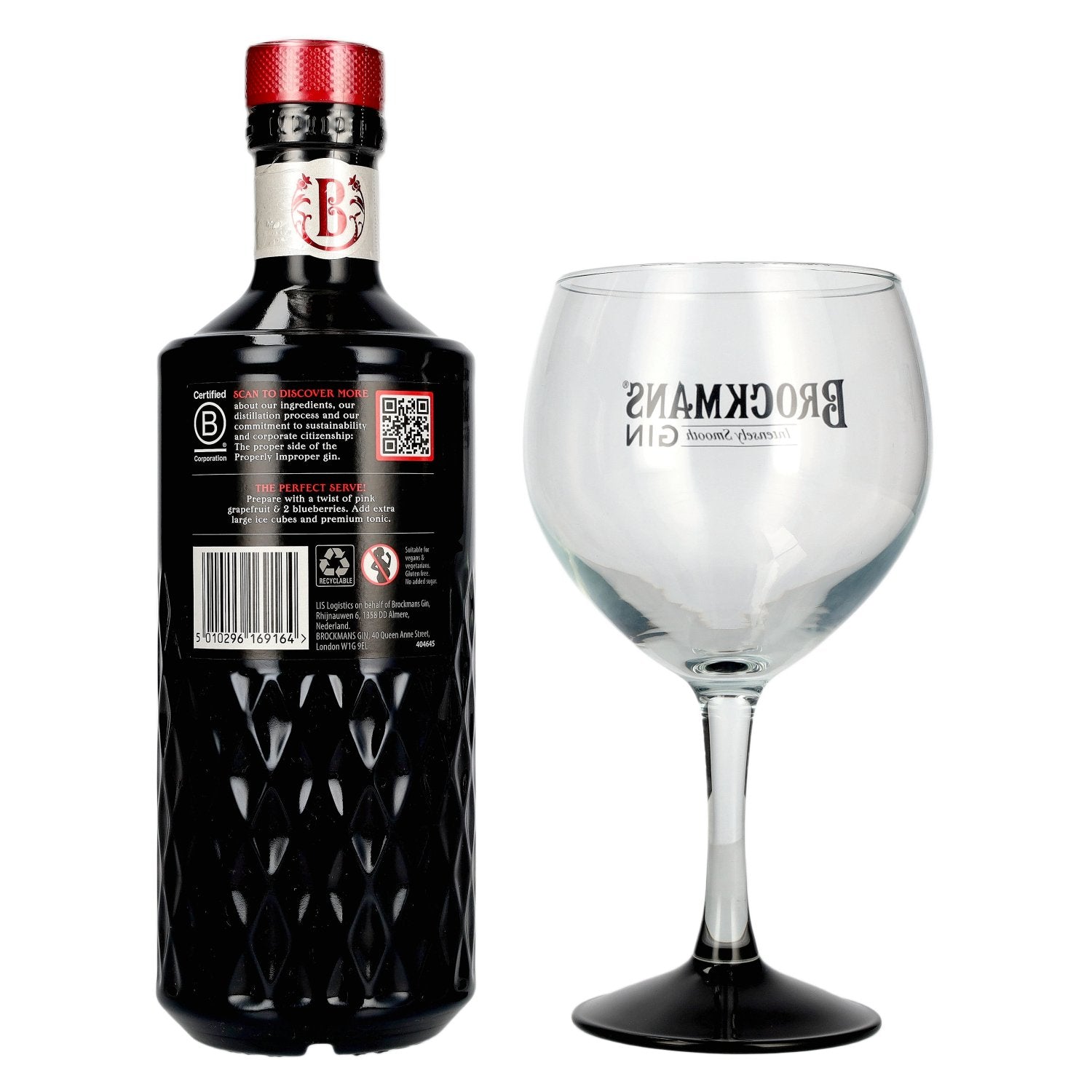 Brockmans Intensely Smooth PREMIUM GIN 40% vol. 0.7 l in a gift box with a glass