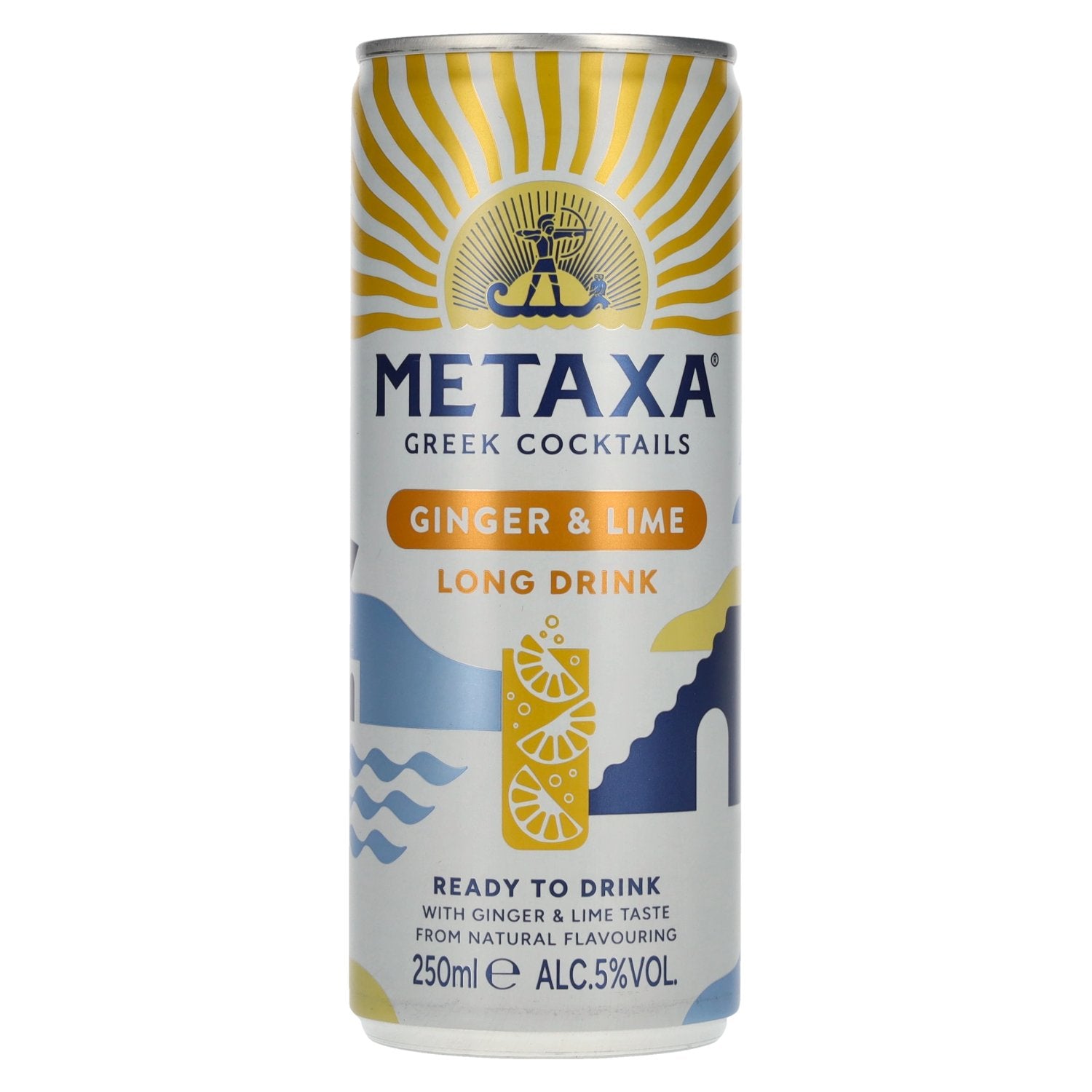 Metaxa Ginger & Lime Long Drink Greek Cocktails Ready to Drink 5% Vol. 12x0,25l Dosen Pfand