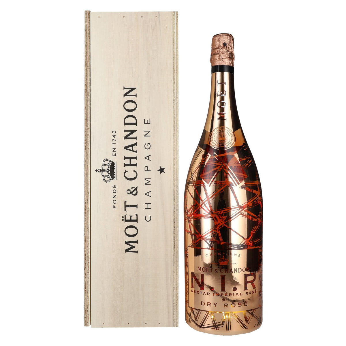Moët & Chandon N.I.R. Nectar Imperial Rosé Dry Luminous Edition 12% Vol. 3l in Holzkiste