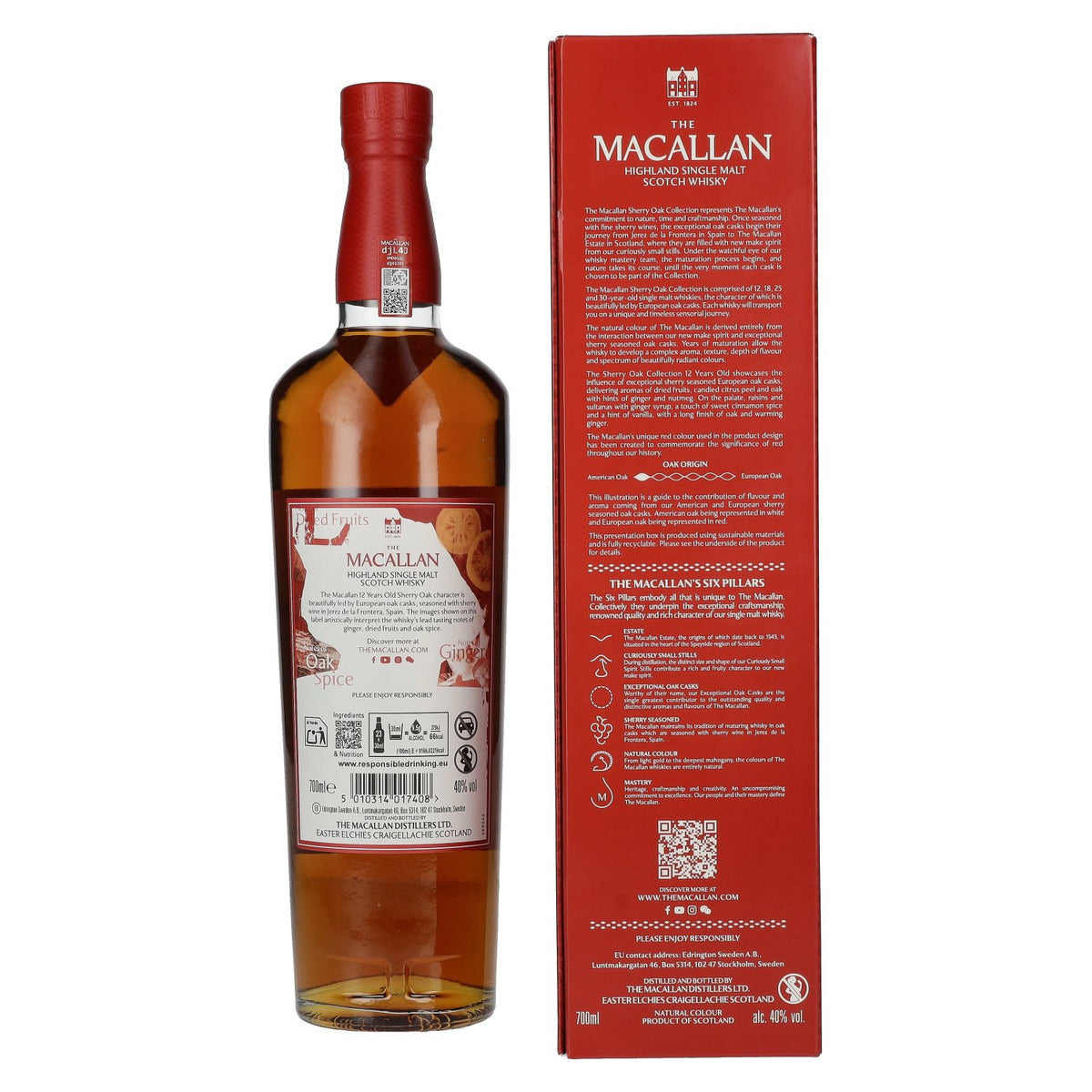 The Macallan 12 Years Old SHERRY OAK CASK 40% vol. 0,7 l in geschenkverpakking