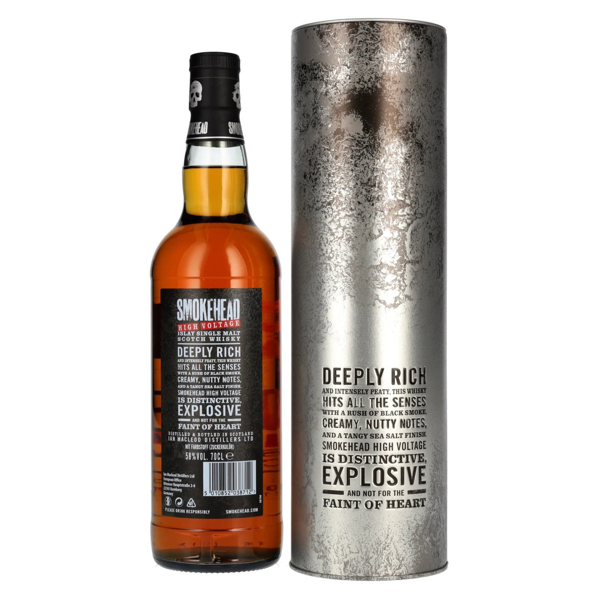 Smokehead HIGH VOLTAGE, whisky single malt d'Islay, 58 % vol., 0,7 l, dans une boîte en fer-blanc