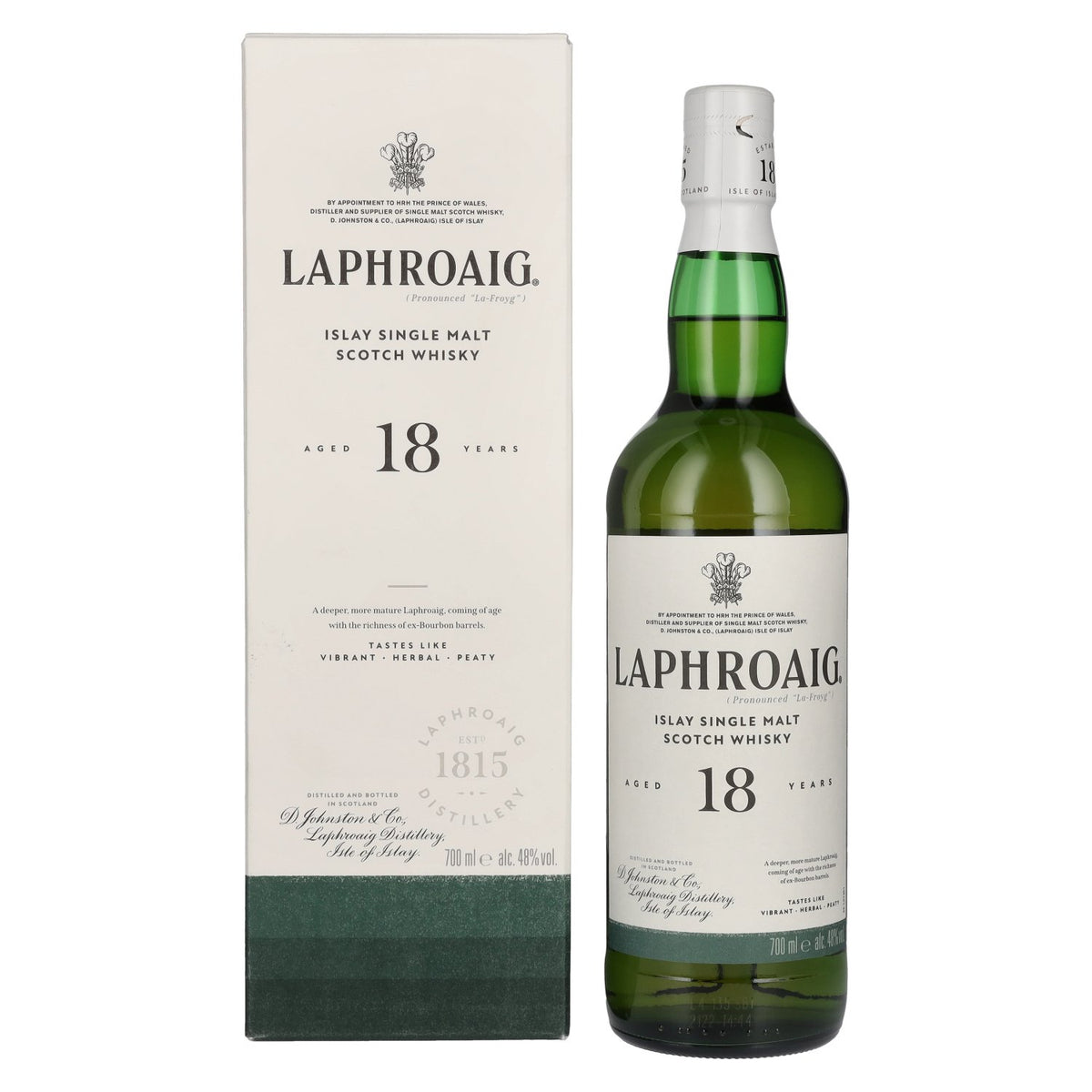 Laphroaig 18 ans d'âge, whisky single malt d'Islay, 48 % vol., 0,7 l, dans un coffret cadeau