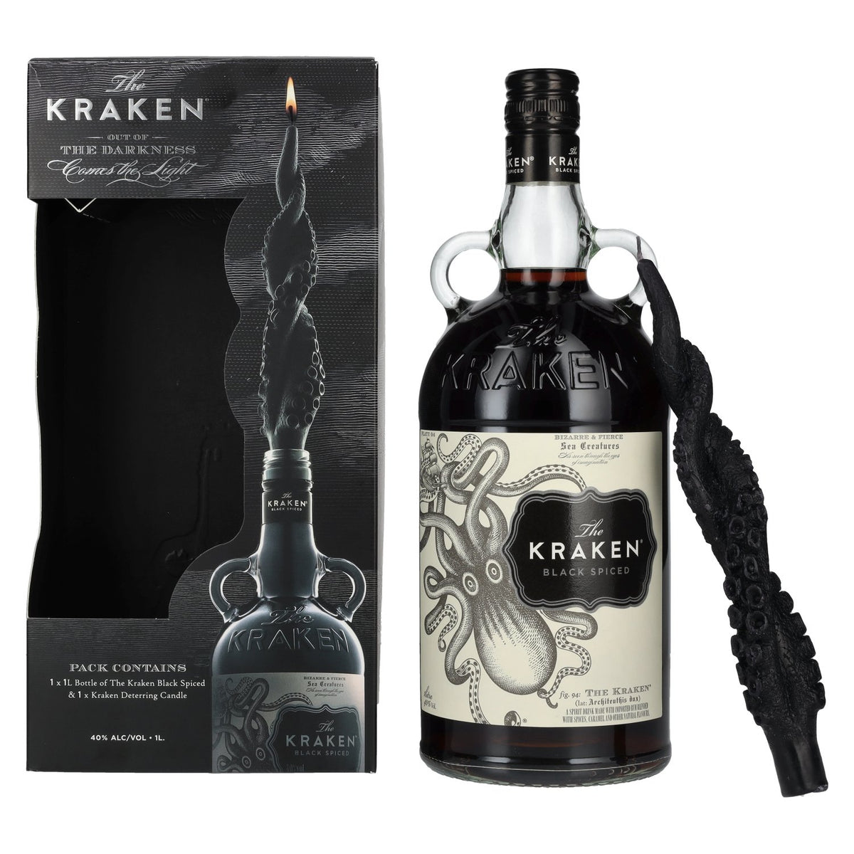 The Kraken Black Spiced 40% Vol. 1l in Geschenkbox mit Kerze
