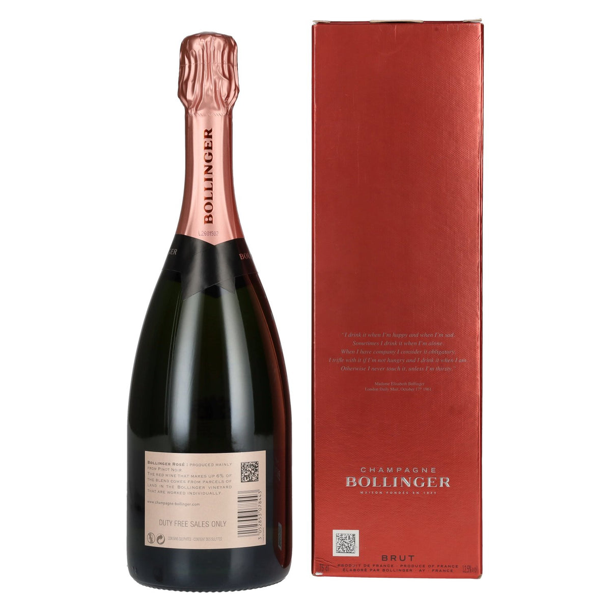 Champagne Bollinger ROSÉ Brut 12,5 % vol. 0,75 l dans un coffret cadeau