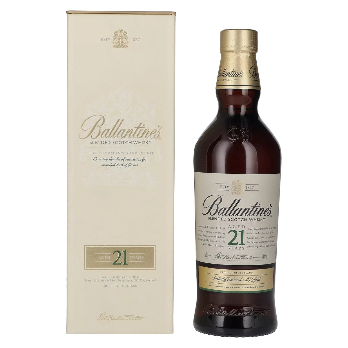 Ballantine's 21-Year-Old Blended Scotch Whisky, 40% vol., 0.7l, in a gift box