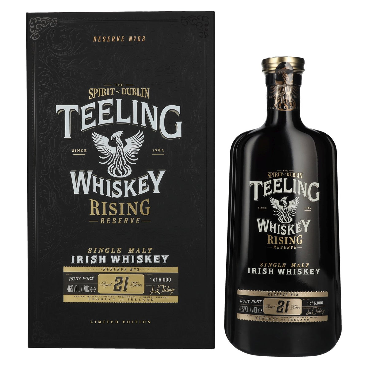 Teeling Whiskey 21 ans d'âge Single Malt RISING RESERVE No. 3, 46 % vol., 0,7 l, dans un coffret cadeau