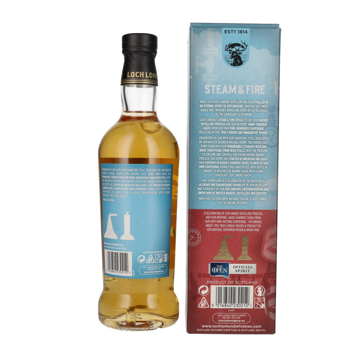 Loch Lomond STEAM &amp; FIRE Single Malt Scotch Whisky 46 % vol., 0,7 l, dans un coffret cadeau