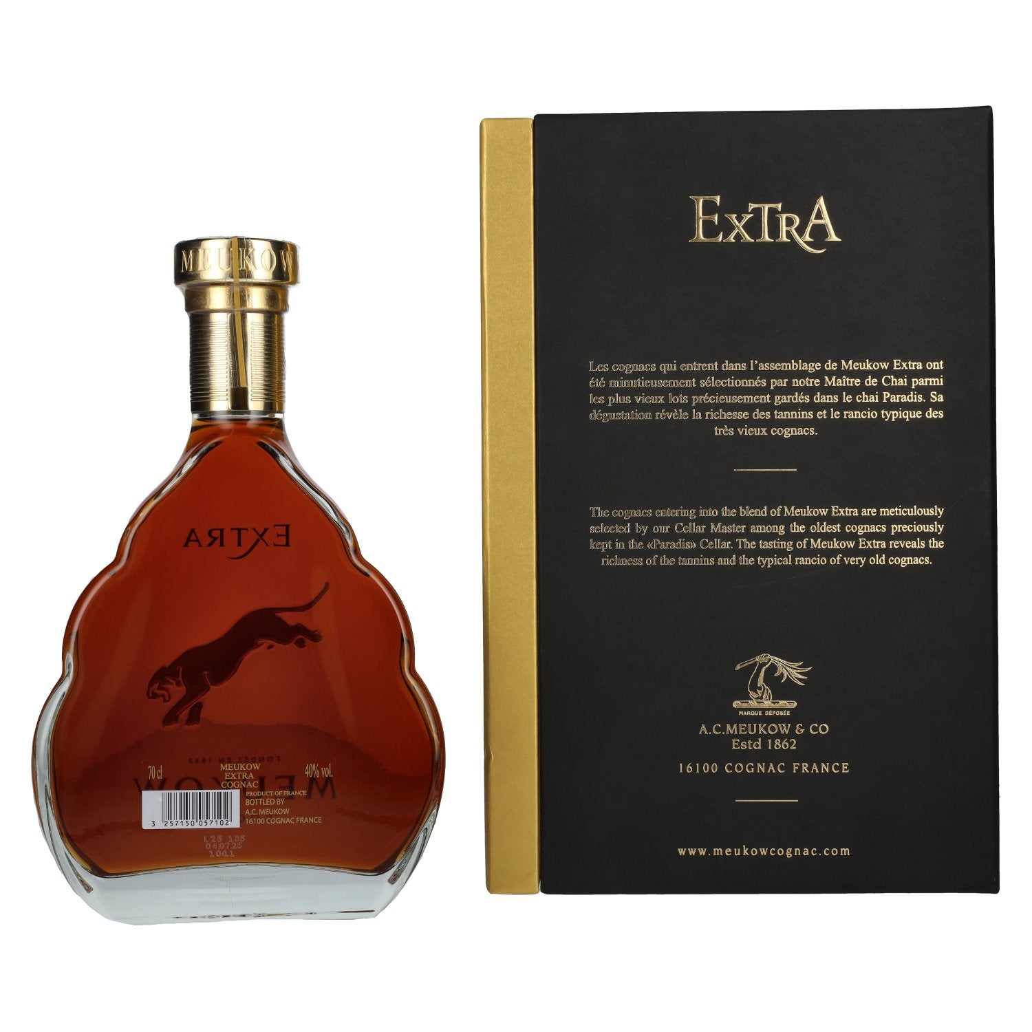 Meukow EXTRA Cognac 40% vol. 0,7l en boîte cadeau
