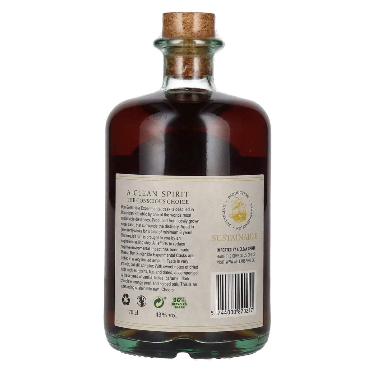 Ron Sostenible 8 Years Old Experimental Rioja Cask 43% vol. 0,7 l