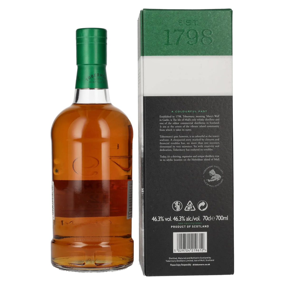 Tobermory 12 Year Old Single Malt Scotch Whisky 46.3% ABV, 0.7 litres, in a gift box