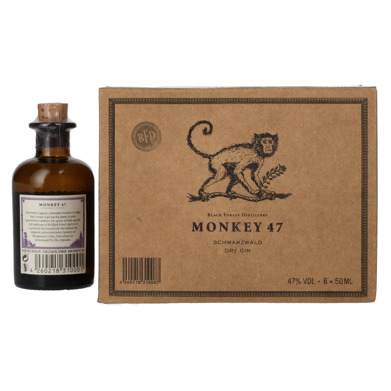 Monkey 47 Black Forest Dry Gin 47% Vol. 6x0,05l
